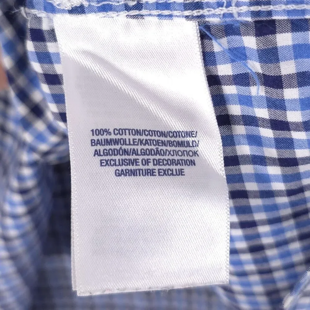 RALPH LAUREN Boys Shirt XL‎ 18-20 Long Sleeve Multicolor Plaid Blue Check Cotton